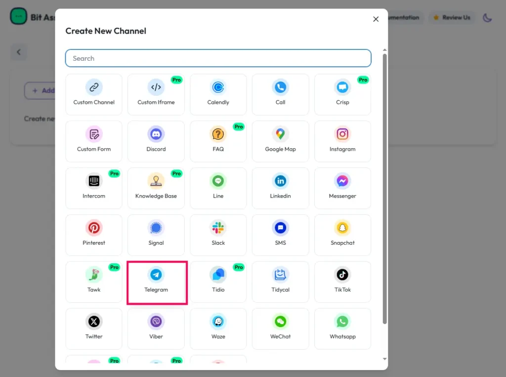 Add Telegram Channel In Bit Assist