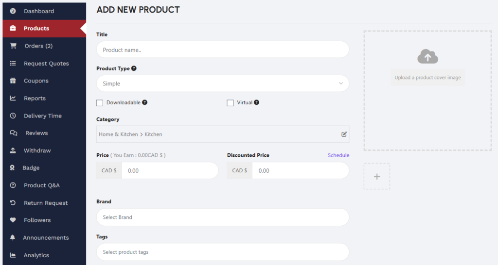 Add New Products In Dokan