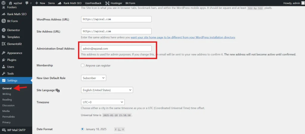 Change The WordPress Admin Email