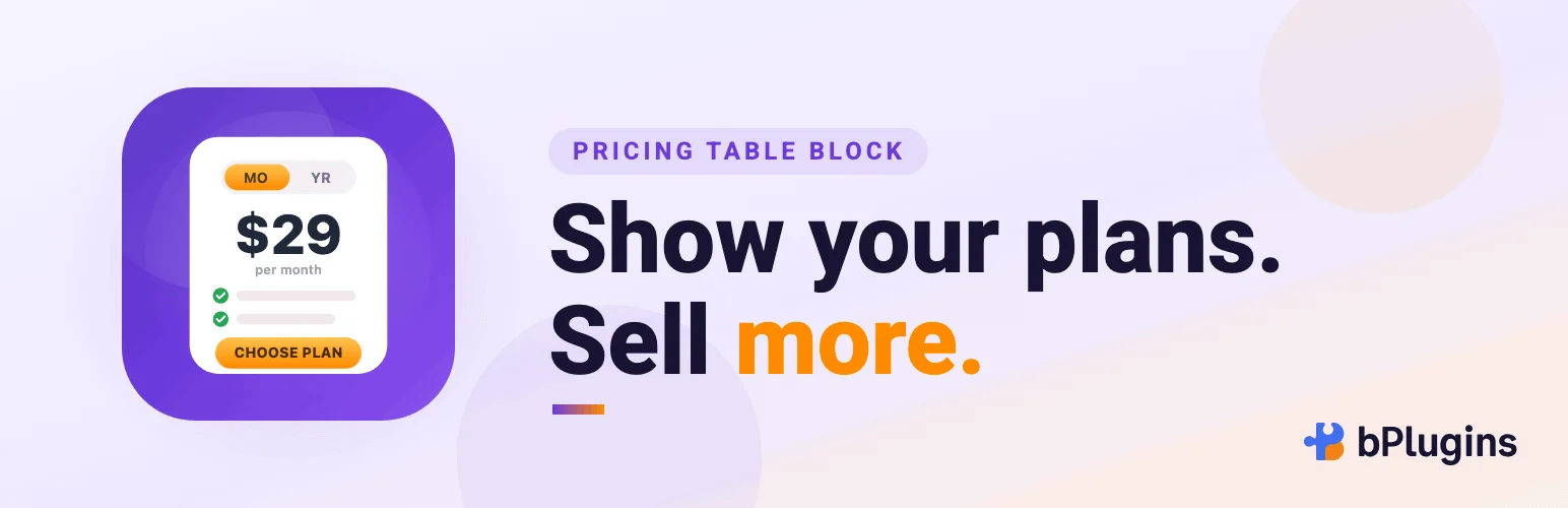 Pricing Table Block by bPlugins