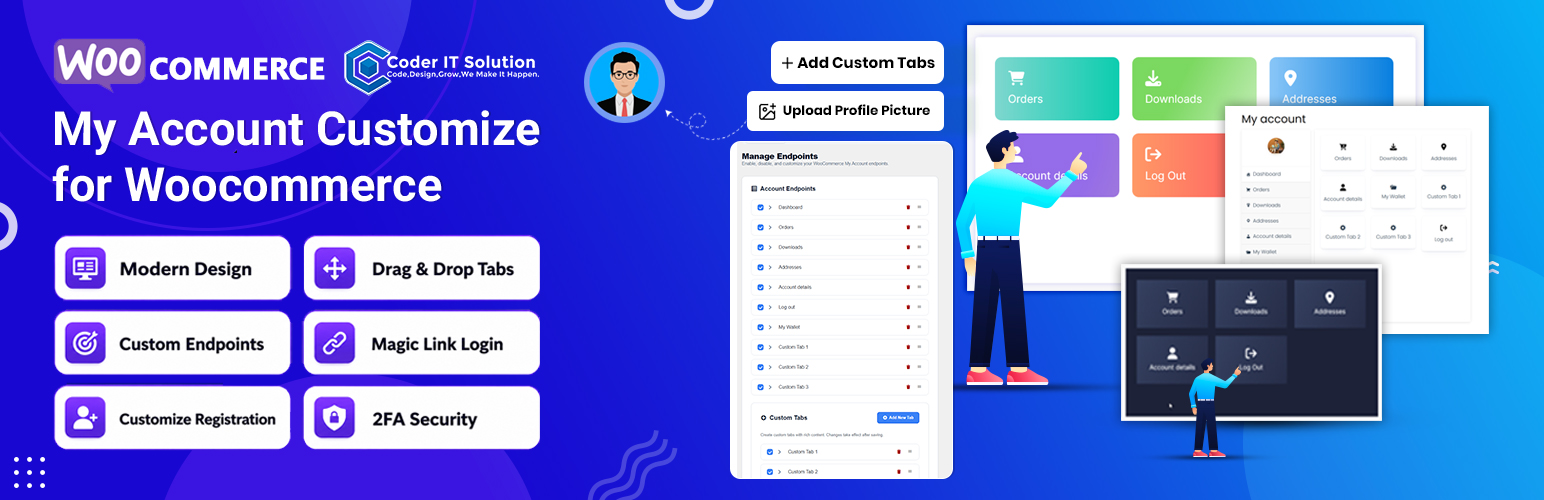 Customize My Account for WooCommerce – Custom Tabs, Login, Registration, 2FA & Design