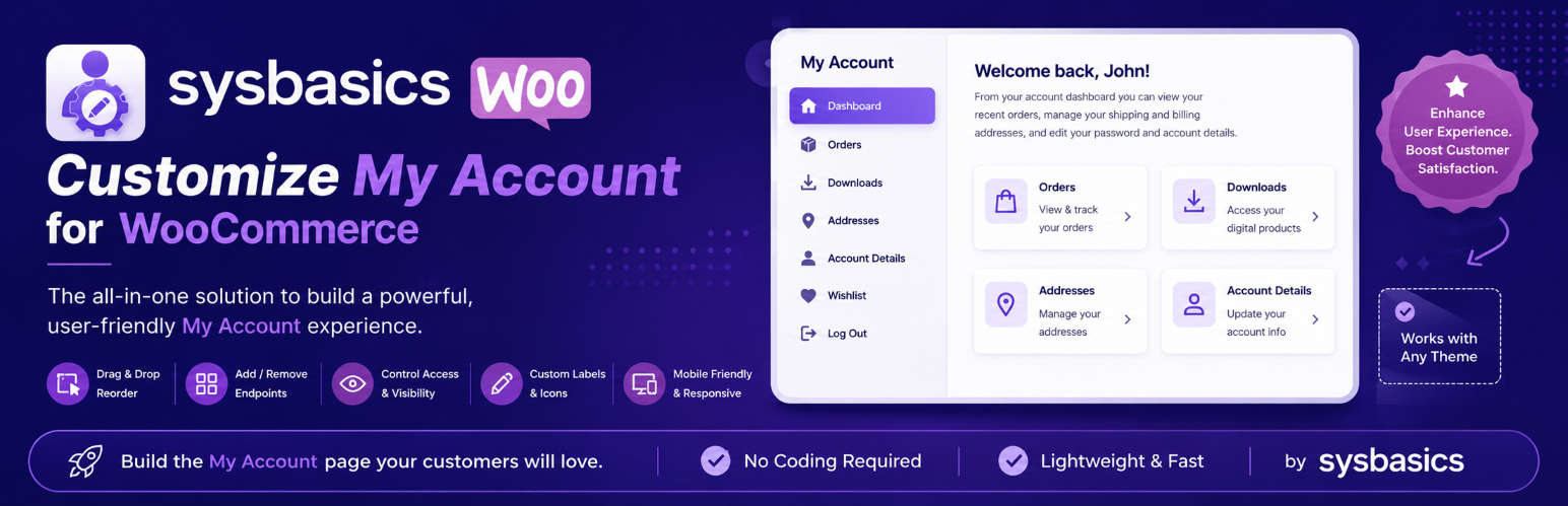 SysBasics Customize My Account for WooCommerce – Live My Account Customizer