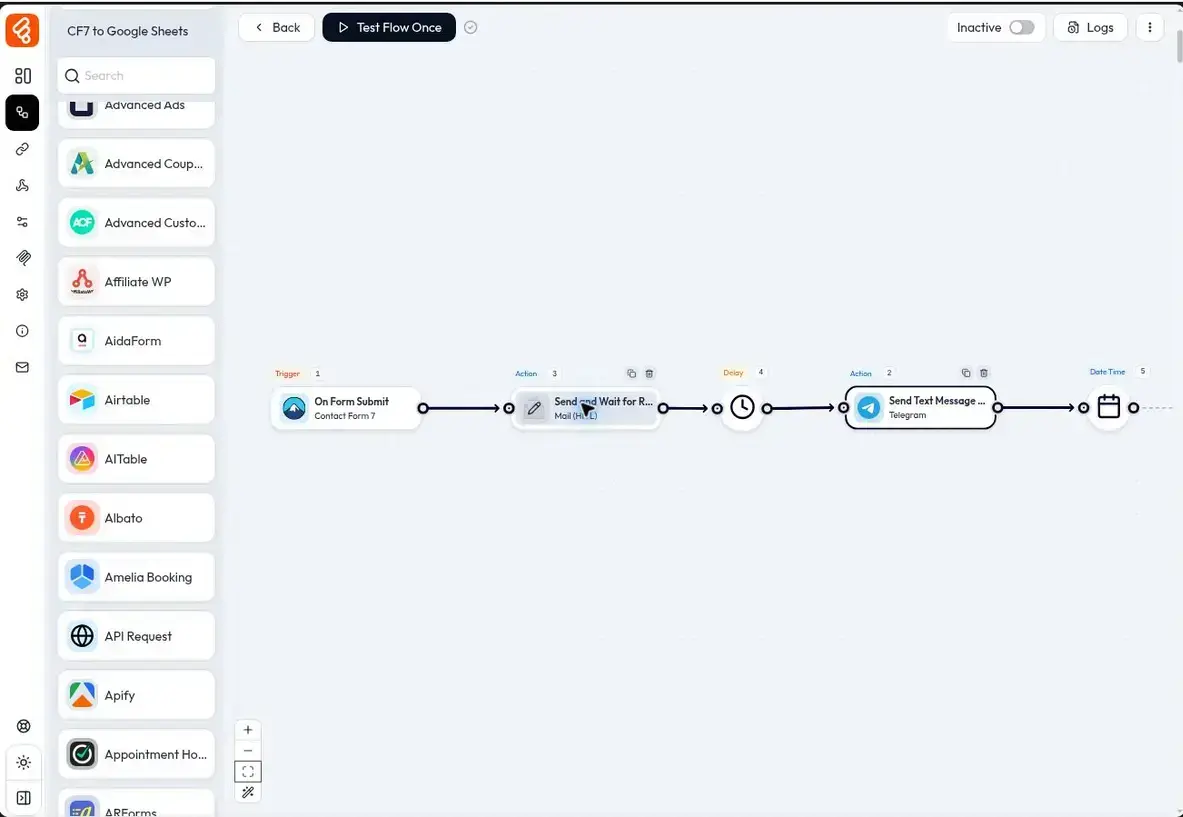Bit Flows Mail HITL human approval configuration with email blurred