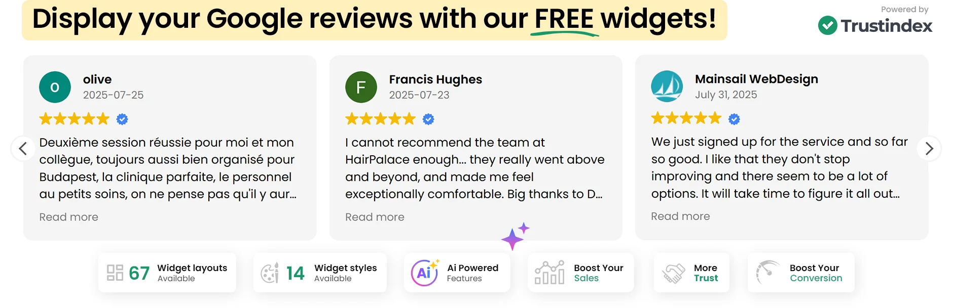 Widgets for Google Reviews by Trustindex